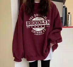 ロゴ スウェット トレーナー レディース メンズ ユニセックス オーバーサイズ 体型カバー 韓国ファッション ストリート カジュアル 長袖 秋冬 ビッグシルエット プリント トップス シンプル かわいい おしゃれ ペアルック カップルコーデ [1163]