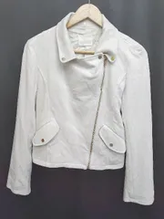 ◇ ⊇ MIIA ミーア 長袖 ライダースジャケット サイズL ライトグレー レディース P  【1409090040207】