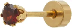 アクセサリーショップPIENA/ピアス ピエナ サージカルステンレス製 天然石 3mm 片耳用 1個売り 裏ねじ 裏面フラット 一石 6本爪 レディース メンズ ゴールド ガーネット(ゴールド(片耳用) / ガーネット)