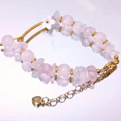 ピンクレピドライトandスターカット水晶 マクラメブレスレット | Mercari