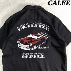 CALEE ワークシャツ 刺繍 HICHOPPER 13 GARAGE ボーリングシャツ オープンカラーシャツ 開襟 アロハ ブラック 黒 キャリー