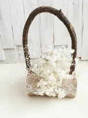 【スパイスオブウエディング】リングピロー完成品(白樺のバスケット)