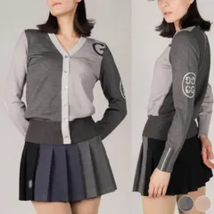 ゴルフウェア レディース 韓国 カーディガン Ｖネック バイカラー ニット 長袖 グラデーション おしゃれ かわいい アシンメトリー ゴルフ ゴルフウエア ウエア 春 秋 スポーツウェア ピンク グレー xzjhxpz#