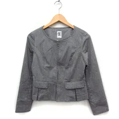 エムケー ミッシェルクラン MK MICHEL KLEIN ノーカラー ジャケット アウター ペプラム 麻混 38 グレー 灰 /FT41のサムネイル