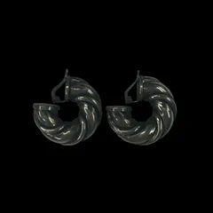 ヴィンテージ風 ブラックツイストフープイヤリング