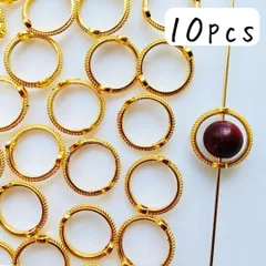 ゴールドデザインリングパーツ ビーズ 枠 フレーム 中抜き 丸 輪っか ハンドメイド まとめ売り セット 金色 おしゃれ 個性的 かわいい シンプル 手芸 工作 アクセサリー 材料 資材 ピアス イヤリング 素材