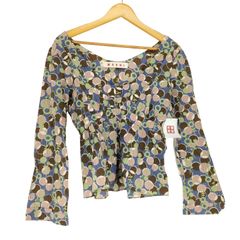 MARNI(マルニ) サイドドローコード総柄ブラウス レディース  40 中古 古着 0230 マルニ MARNI サイドドローコード総柄ブラウス レディース 40