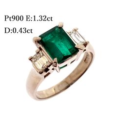 お色味綺麗！Pt850 大粒 エメラルド ダイヤ リング 4.67g M2619 - メルカリ