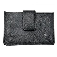 プラダ カードケース ユニセックス アコーディオン 名刺入れ 小物 メンズ レディース 男女兼用 PRADA 1MC211 レザー    ブラック 黒 ゴールド金具 美品【中古品】