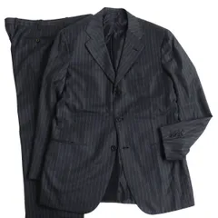 美品●Kiton キートン ウール100％ ストライプ柄 シングルスーツ/セットアップ 48 グレー×ブルー イタリア製 メンズ ビジネスおすすめ◎のサムネイル