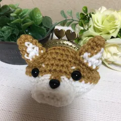 編みぐるみ犬がま口　柴犬 茶柴Japanese shiba inu 色合いも良いと思うのですが、いかがで