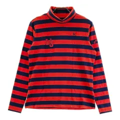 サイズ：L LE COQ GOLF ルコックゴルフ  タートルネック 長袖Tシャツ ボーダー柄 レッド系 [240101450779] ゴルフウェア レディース ストスト