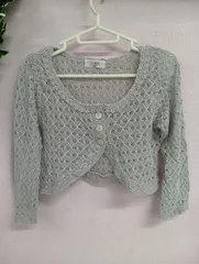 [Michel Klein Paris] ミシェルクラン レース ボレロ レディース おしゃれ 古着 Mサイズ グレー（あ-32）（イ-4）