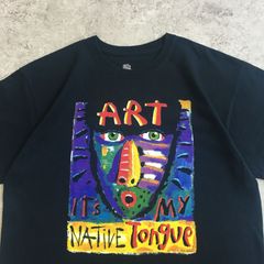 90~00s Fred Babb ART 「It's my NATIVE Tongue」Art Printed T-shirt フレッド・バブ アートTシャツ フルーツオブザルーム