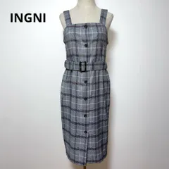 INGNI イング グレー チェック柄 ノースリーブ ワンピース M 薄手
