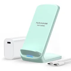 NANAMI ワイヤレス急速充電器 (USB-C 20W出力の急速充電器に昇進) 置くだけ充電器 セット 7.5W/10W/15W iPhone 16/15/14/13/12シリーズ/SE第三世代/11(Pro)/XR/8(Plus) Galaxy S25 0