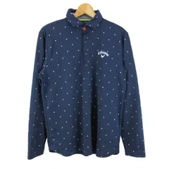 キャロウェイ 長袖シャツ ゴルフウエア ブランド トップス メンズ Lサイズ ネイビー×ホワイト Callaway 【中古】