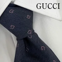 《美品》GUCCI (グッチ) シルクネクタイ  総柄 GGパターン ロゴグラム ピンク グレー