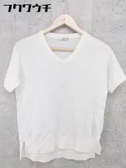 ◇ mysty woman ミスティウーマン Vネック コットン ニット 半袖 セーター サイズF オフホワイト レディース 【中古】 【1002802281464】