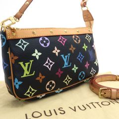 LOUIS VUITTON ポシェットアクセソワール M92648 モノグラム マルチカラー 別売ロングショルダー付 黒 アクセサリーポーチ 美品 ルイヴィトン 村上隆 ◆送料込◆質屋-10913
