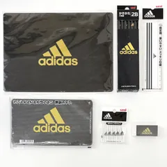 アディダス [6点セット黒A・黄B] 新品未使用 入学準備  文房具セット adidas 色鉛筆 かきかた鉛筆2B 消しゴム 下敷き キャップ 定規