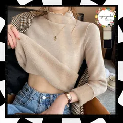 裏起毛 ハイネック ニットトップス レディース 韓国風 タートルネック セーター 暖かい ニット プルオーバー シンプル プチハイネック 厚手ニット 防寒 20代 30代 40代 オフィスカジュアル 大人 ニットインナー フリルネック 6MRENJ-002