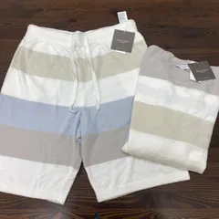 未使用タグ付き　GELATO PIQUE   ジェラートピケ　ジェラピケ　ルームウェア　セットアップ　パジャマ　スムーズィーファミリーボーダープル　ホワイト　グレー　サイズL