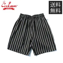 【送料無料】COOKMAN クックマン Chef Pants Short シェフパンツ ショート Stripe Black ストライプ ブラック 黒 イージーパンツ メンズ レディース 男女兼用 カジュアル