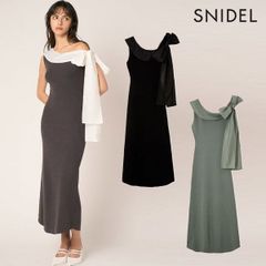 【爆速配送】【新作10%OFF】【即納】 スナイデル SNIDEL ワンピース 25春夏 ワンショルリボンニットワンピース ノースリーブ ロング丈 swno254026