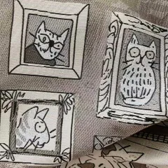 j3-g▼160×50cm▼ジャガード生地▼ネコ　猫柄　グレー　灰色　アート風　レトロ　個性派　薄手　織り模様　ゴブラン　ねこ　油絵　写真　動物　手芸用品