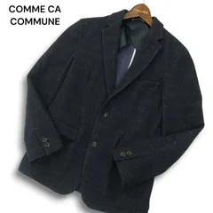 COMME CA COMMUNE コムサ コミューン 秋冬 ウール混★ ツイード チェック テーラード ジャケット ブレザー Sz.S　メンズ 紺