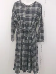 ◇ ◎ CRAFT STANDARD BOUTIQUE チェック 長袖 膝下丈 ワンピース サイズF ブラック ホワイト マルチ レディース  【中古】 【1207060008604】