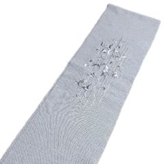 半衿 半襟 夏用 紗 洗える刺繍半衿 （グレー系唐草柄）キラキラ ラインストーン日本製