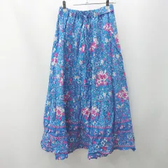 ◇ ⊂ RODEO CROWNS ロデオクラウンズ 総柄　花 ロング フレア フレアスカート サイズF ブルー系 レディース E  【1506130013990】