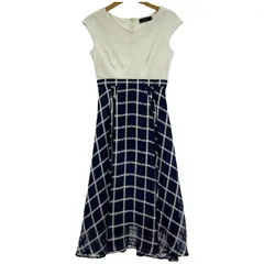 JUSGLITTY ジャスグリッティー 異素材切替 フレンチスリーブワンピース size2/ブルー×ホワイト