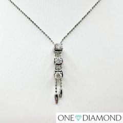 ダイヤ ネックレス  天然ダイヤモンド K18 WG 3.2g 0.30ct 3連トップ ホワイトゴールド