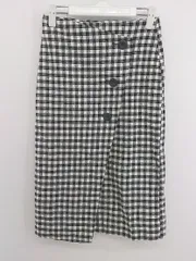◇ SENSE OF PLACE by URBAN RESEARCH チェック 膝下丈 ラップ 巻き スカート サイズ36 ホワイト ブラック レディース P  【中古】 【1209270011658】