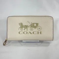 【美品】コーチ　COACH レザーホースキャリッジ長財布　ホワイト
