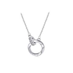 【在庫処分】K18金 女性 カップル プレゼント 誕生日 記念日 チタン クリスマス プレゼント 金属アレルギー対応 Fall ペンダント S925 in 最高級のキュービックジルコニア ファッションデザイン Love/Ti ダブルリング/ハートの形 Amo(