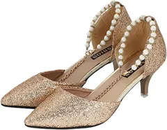 キッソス（ＫＩＳＳＯＳ） レディース ヒール パンプス 6cm ストラップ ベルト おしゃれ パーティー 結婚式 二次会 お呼ばれ 23.5cm 37( ゴールド,  23.5 cm E)