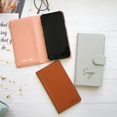 スマホケース 手帳型 全機種対応【レザーorデニム×名入れ印刷】leathertype2