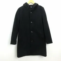 k■ナノユニバース/NANO UNIVERSE フード付き シングルボタンコート/ポリエステルウール【M】黒/MENS■83【中古】