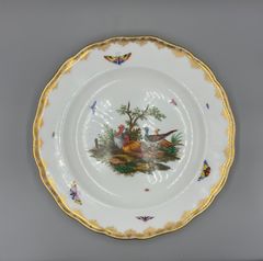 Meissen 古マイセン/※美術館級 1級品 鳥金彩 大皿レリーフ プレート