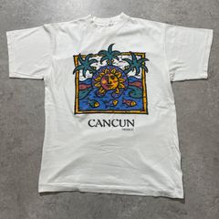90s.プリントTシャツ メキシコ カンクン ホワイト L【ST180】