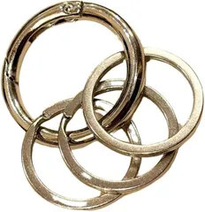 DAZUMA キーホルダー カラビナ 丸型 ストラップ アクセサリー ウォレットチェーン ビンテージ キーリング メタリック 丸カラビナ 丸3連( シルバー)