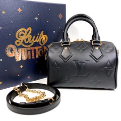 ▼【美品】LOUIS VUITTON M58953 スピーディ･バンドリエール20 モノグラム・アンプラント ノワール 黒 ブラック ショルダーバック ミニボストン チェーンショルダー 箱/布袋付き