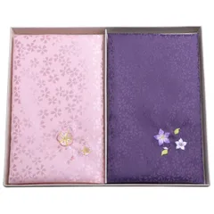 【新着商品】小花綸子刺繍ソフト金封ふくさ２枚セット 日本製 りんず金封袱紗慶弔セット 慶弔両用2枚組箱入り 冠婚葬祭 結婚式 ブラックフォーマル 葬儀 香典 祝儀 慶事弔事