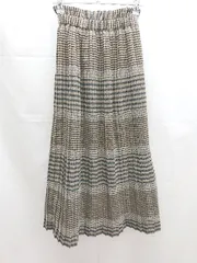 ◇ MAJESTIC LEGON ウエストゴム　裏地　チェック柄　シンプル ひざ丈 フレア スカート サイズM ブラウン系 レディース E  【1303270008257】