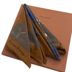 LOUIS VUITTON ルイヴィトン スカーフ 茶 小物 大判 ロゴ 総柄 シルク マルチカラー レディース