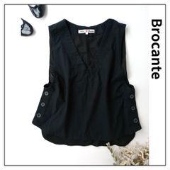 Brocante】半袖バンドカラーシャツ コットン 黒 2 - メルカリ